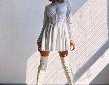 Приталена блискуча сукня з корсетною вставкою та пишною спідницею-сонцем | PUSHKA SHOP