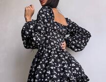 Сукня з квітковим принтом з воланами на ґудзиках  | PUSHKA SHOP