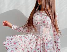 Приталена сукня з корсетною вставкою та спідницею-сонцем | PUSHKA SHOP