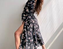 Сукня -міді зі шнурівкою на спинці та розрізом на ніжці Сукня -міді зі шнурівкою на спинці та розрізом на ніжці | PUSHKA SHOP