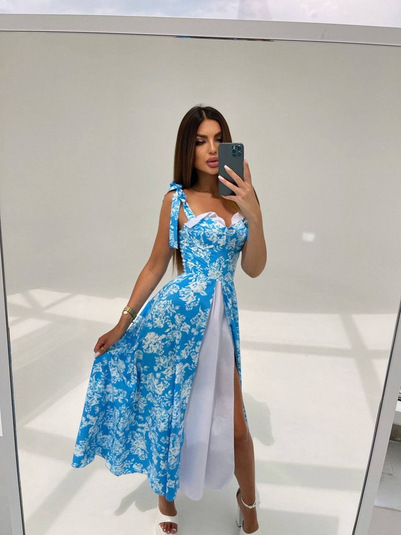 Сукня міді з чашечками в квітковий принт  Сукня міді з чашечками в квітковий принт  | PUSHKA SHOP