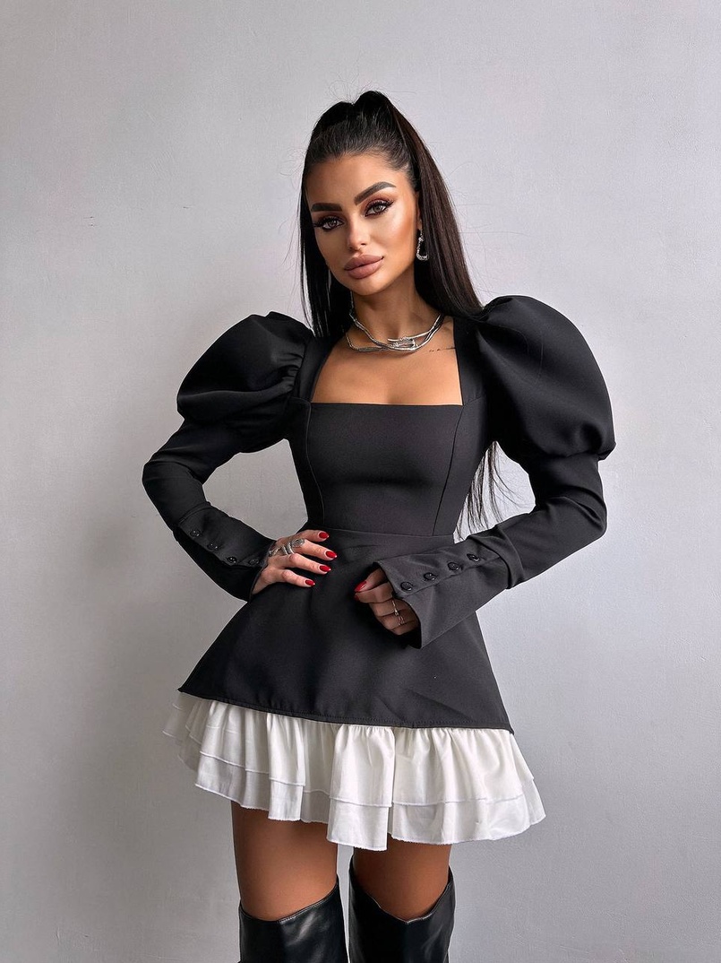 Сукня з об'ємними рукавами + спідниця з воланами Сукня з об'ємними рукавами + спідниця з воланами | PUSHKA SHOP