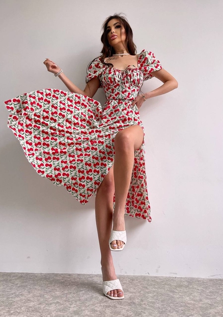 Сукня- міді  з принтом  | PUSHKA SHOP