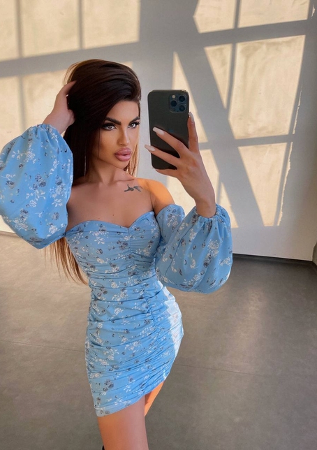 Сукня з квітковим принтом та драпіруванням   | PUSHKA SHOP