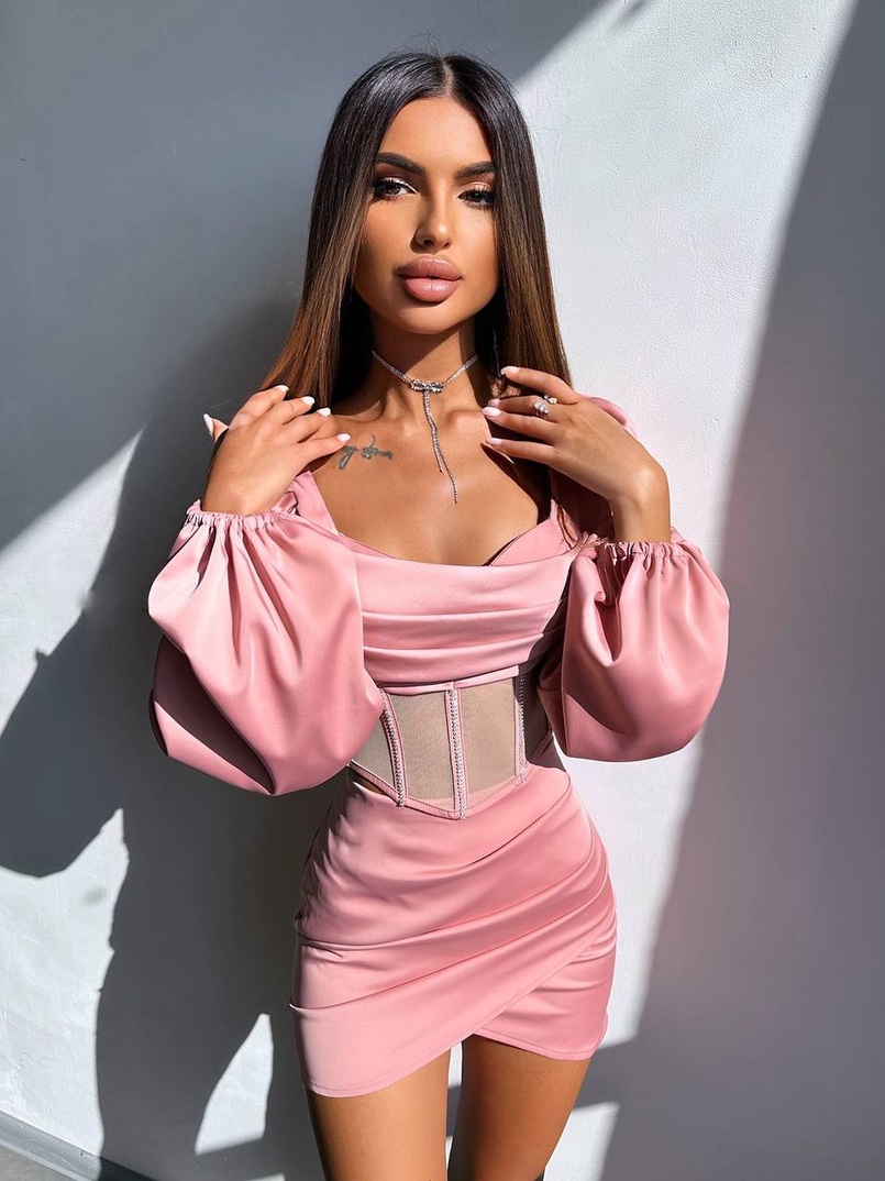 Комплект: корсет, декорований стразами   + спідниця міні з драпіруванням  Комплект: корсет, декорований стразами   + спідниця міні з драпіруванням  | PUSHKA SHOP