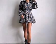 Комплект: сорочка + спідниця у клітинку  Комплект: сорочка + спідниця у клітинку  | PUSHKA SHOP