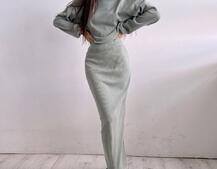 Костюм із теплого трикотажу-рубчика: светр + спідниця Костюм із теплого трикотажу-рубчика: светр + спідниця | PUSHKA SHOP