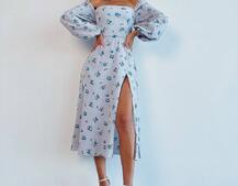 Сукня -міді зі шнурівкою на спинці та розрізом на ніжці Сукня -міді зі шнурівкою на спинці та розрізом на ніжці | PUSHKA SHOP