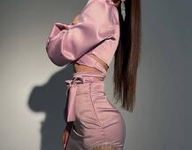 Атласний комплект, декорований бахромою зі страз Атласний комплект, декорований бахромою зі страз | PUSHKA SHOP