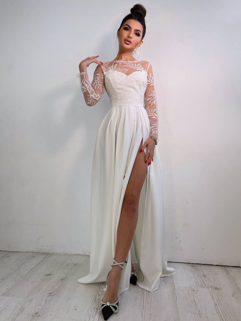 Сукня максі з паєтками та розрізом на спідниці | PUSHKA SHOP