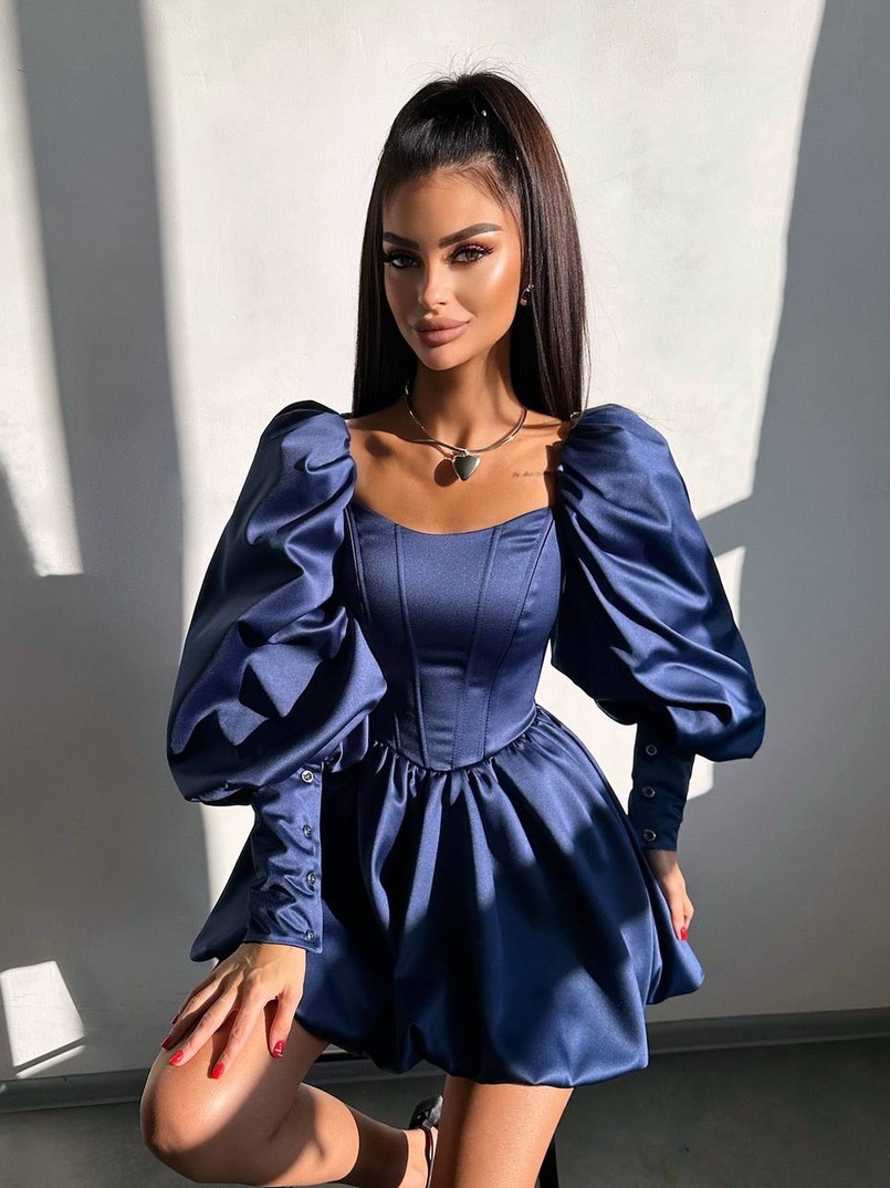 Сукня з обʼємними рукавами та спідницею балоном  Сукня з обʼємними рукавами та спідницею балоном  | PUSHKA SHOP