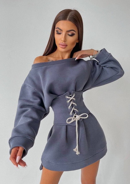 Худи на флисе + корсет на шнуровке  | PUSHKA SHOP