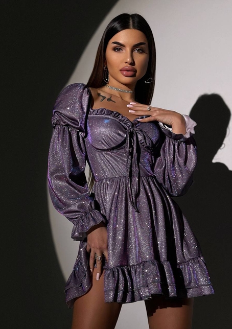 Блискуча сукня з чашечками та пишною спідницею | PUSHKA SHOP