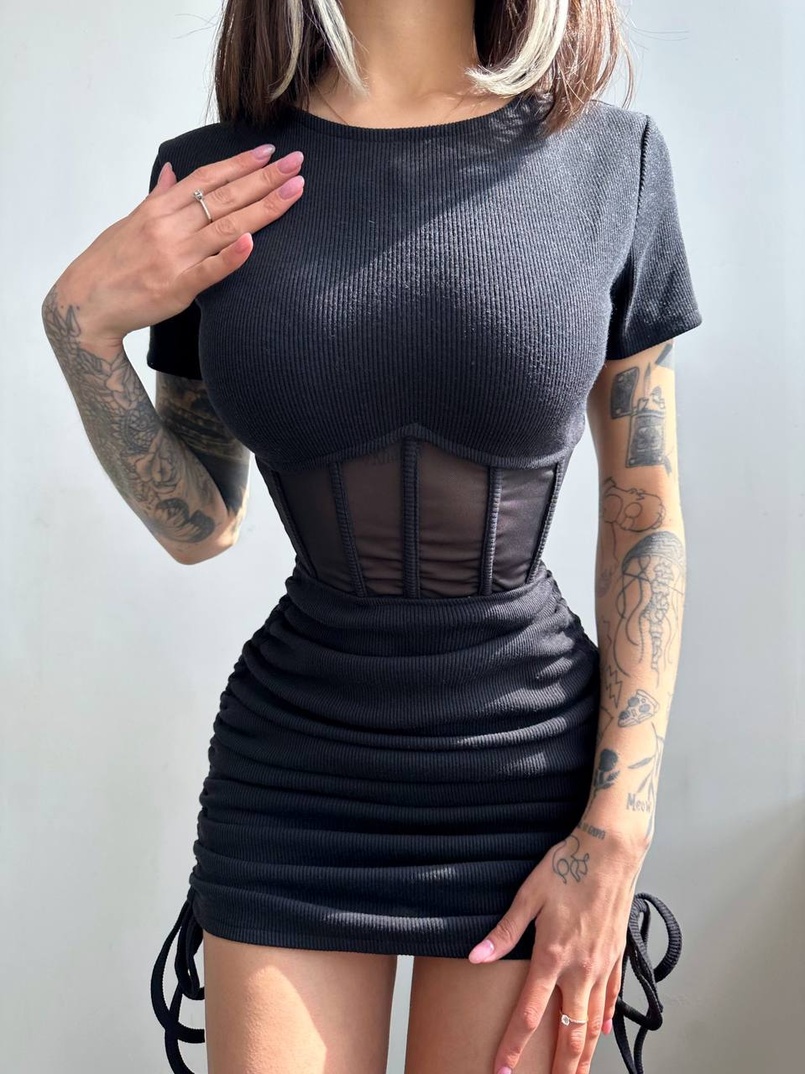 Сукня-міні  з елементами корсету  Довжину спідниці можна регулювати  | PUSHKA SHOP