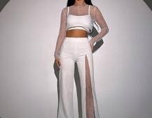 Комплект: топ + штани із сіткою зі стразами  Комплект: топ + штани із сіткою зі стразами  | PUSHKA SHOP