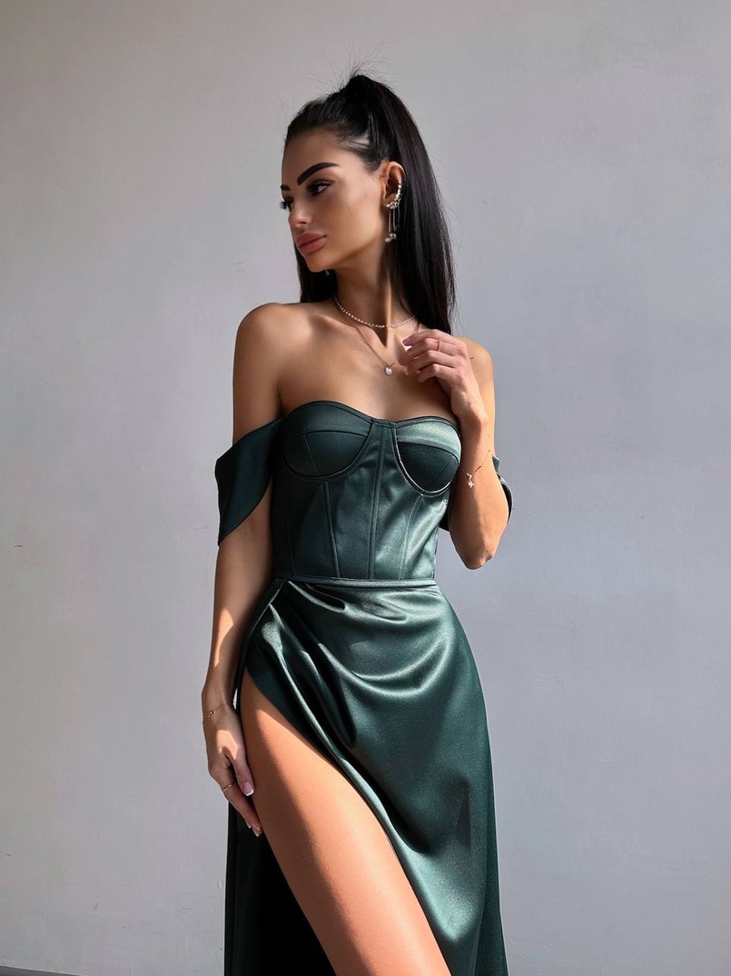 Атласний комплект: корсет бюстʼє + спідниця максі  | PUSHKA SHOP