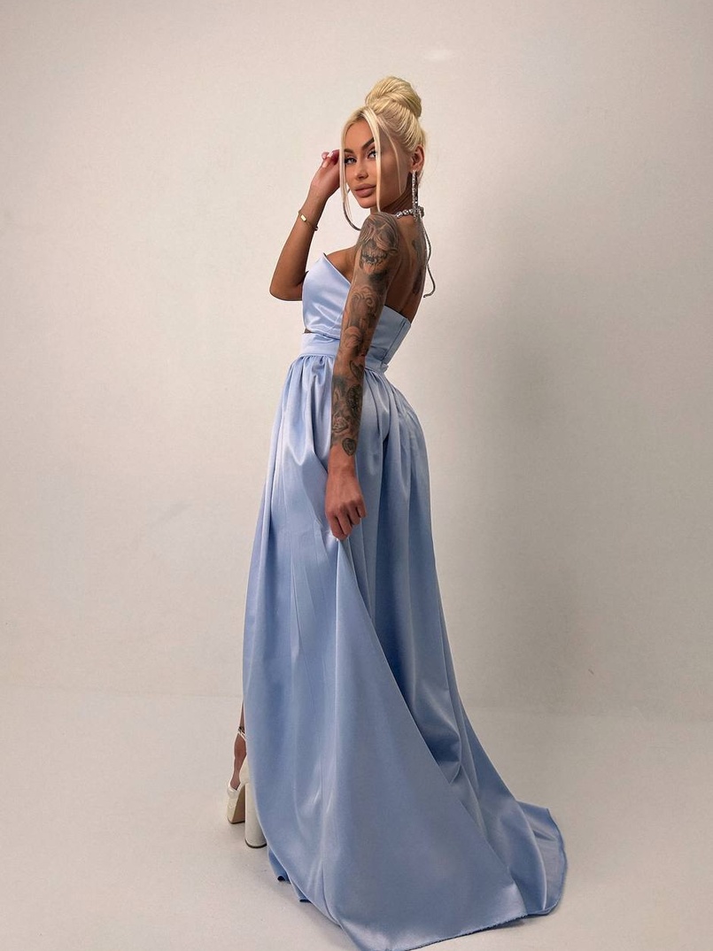 Атласна сукня максі із шнуром зі стразами  Атласна сукня максі із шнуром зі стразами  | PUSHKA SHOP