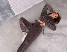 Велюровий комплект: кофта з корсетними елементами + джогери з імітацією трусиків | PUSHKA SHOP