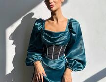 Комплект: корсет, декорований стразами   + спідниця максі з драпіруванням  Комплект: корсет, декорований стразами   + спідниця максі з драпіруванням  | PUSHKA SHOP