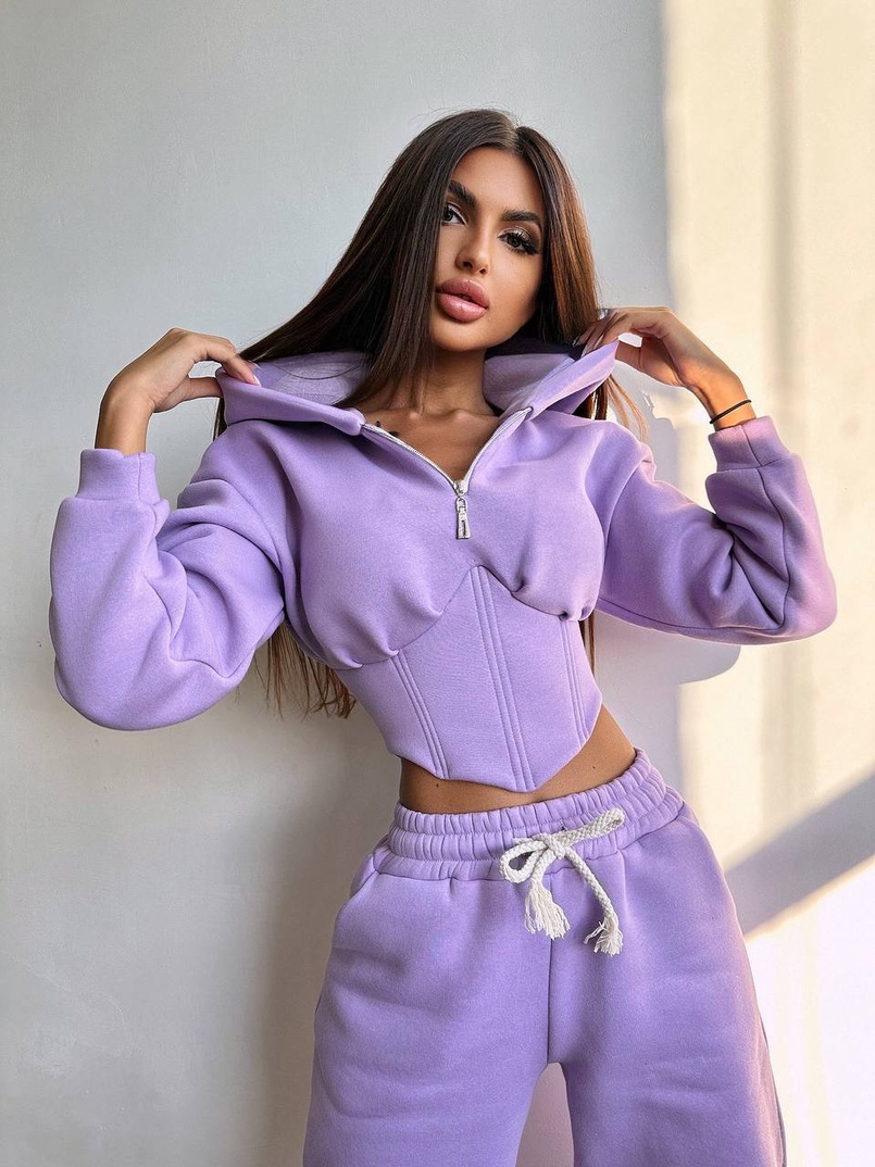 Комплект на флісі : худі з елементами корсету + штани  Комплект на флісі : худі з елементами корсету + штани  | PUSHKA SHOP