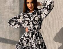 Сукня міні на гудзиках,декорована мереживом  Сукня міні на гудзиках,декорована мереживом  | PUSHKA SHOP