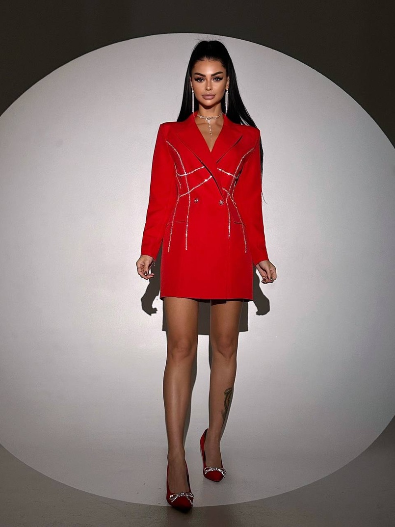 Сукня-піджак, декорована стразами Ручна робота Сукня-піджак, декорована стразами Ручна робота | PUSHKA SHOP