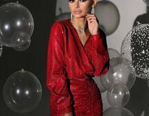 Сяюча сукня міні із завʼязкою на ніжці Сяюча сукня міні із завʼязкою на ніжці | PUSHKA SHOP