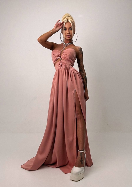 Атласна сукня максі із шнуром зі стразами  | PUSHKA SHOP