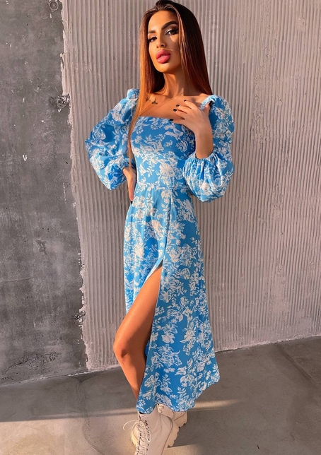 Улюблена сукня-міді зі шнурівкою на спинці та розрізом на ніжці | PUSHKA SHOP