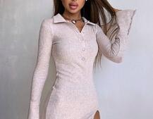 Трикотажна сукня з комірцем  | PUSHKA SHOP