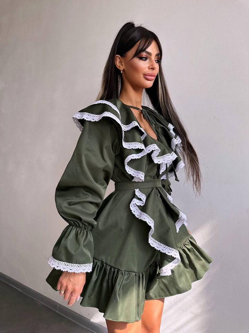 Котонова сукня декорована мереживом    Котонова сукня декорована мереживом    | PUSHKA SHOP