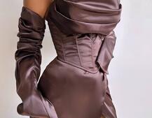 Комплект: корсет з рукавами    + спідниця міні з драпіруванням   Комплект: корсет з рукавами    + спідниця міні з драпіруванням   | PUSHKA SHOP