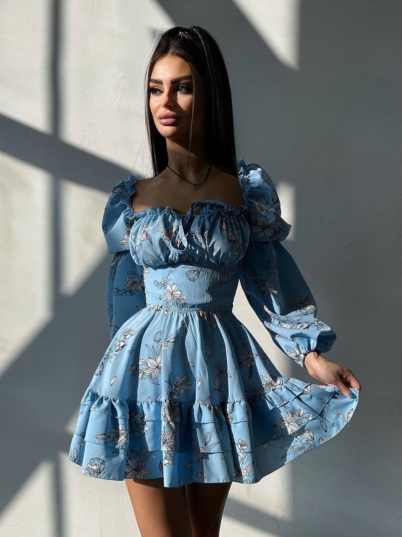 Квіткова сукня з воланами та шнуровкою по спинці Квіткова сукня з воланами та шнуровкою по спинці | PUSHKA SHOP