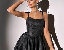 Блискуча корсетна сукня з пишною подвійною спідницею Блискуча корсетна сукня з пишною подвійною спідницею | PUSHKA SHOP