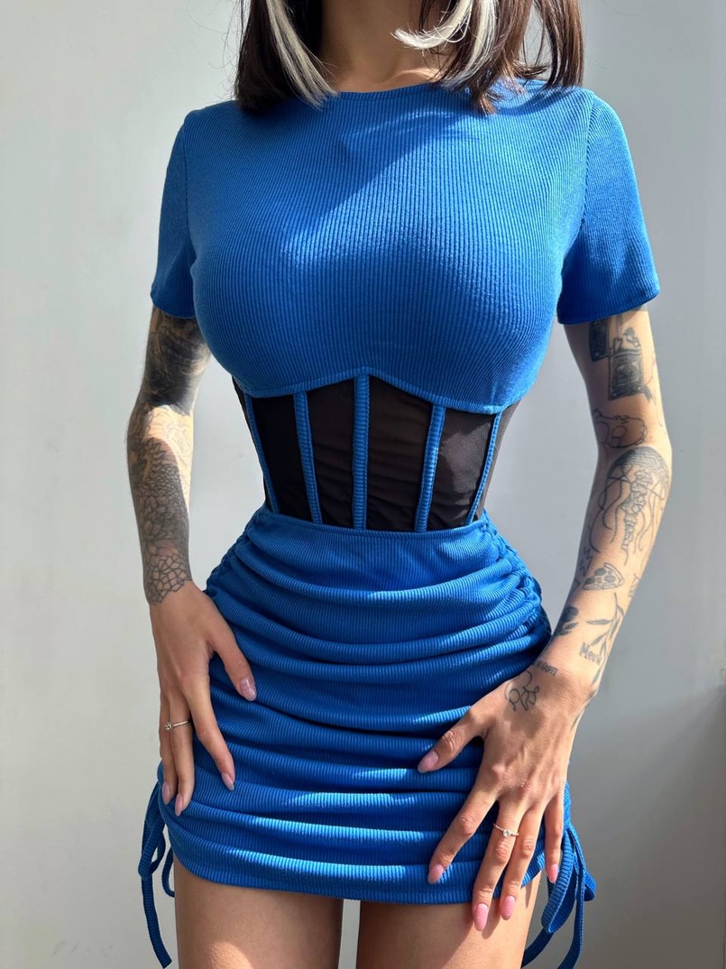 Сукня-міні  з елементами корсету  Довжину спідниці можна регулювати  | PUSHKA SHOP