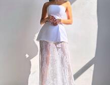 Комплект: піджак + блуза з баской + мереживна спідниця-шорти  Комплект: піджак + блуза з баской + мереживна спідниця-шорти  | PUSHKA SHOP