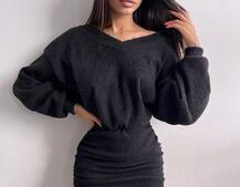 Сукня міні із теплого трикотажу | PUSHKA SHOP