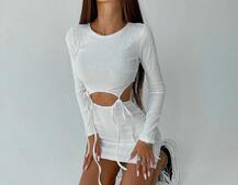 Трикотажное облегающее платье с завязками  Трикотажное облегающее платье с завязками  | PUSHKA SHOP