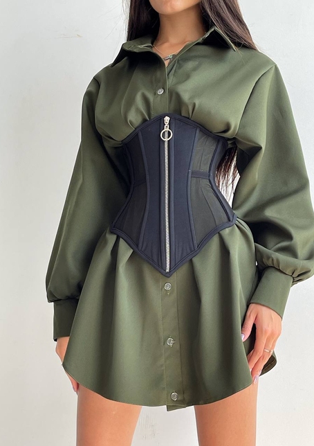 Приталена сорочка + корсет з блискавкою | PUSHKA SHOP