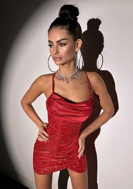 Сяючий комплект: корсет + спідниця міні з драпіруванням   | PUSHKA SHOP