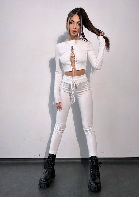 Костюм:  легінси та топ з шнурівкою зі страз Костюм:  легінси та топ з шнурівкою зі страз | PUSHKA SHOP