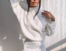 Костюм із теплого трикотажу-рубчика: светр + спідниця Костюм із теплого трикотажу-рубчика: светр + спідниця | PUSHKA SHOP