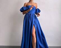 Сукня максі  з розрізом на спідниці та об’ємними рукавами  | PUSHKA SHOP