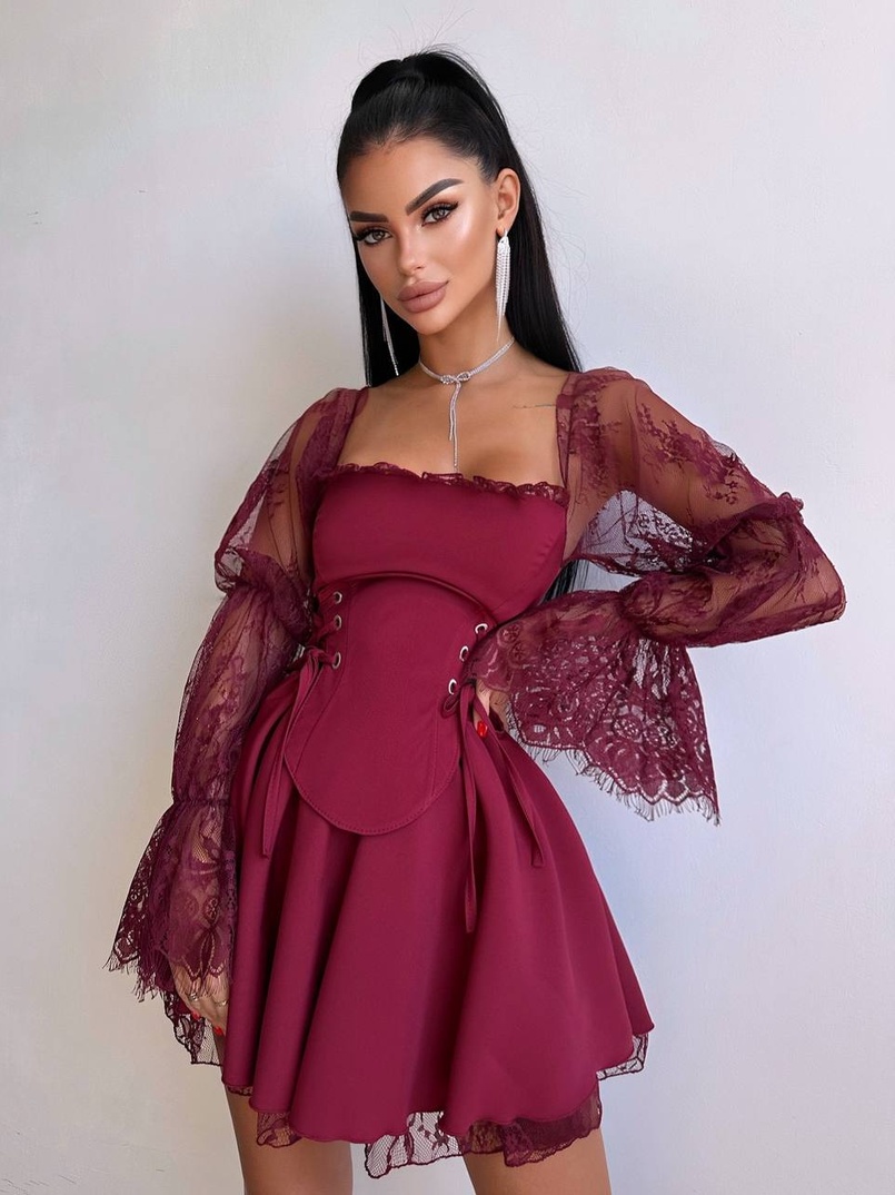 Сукня з корсетом декорована мереживом  Сукня з корсетом декорована мереживом  | PUSHKA SHOP