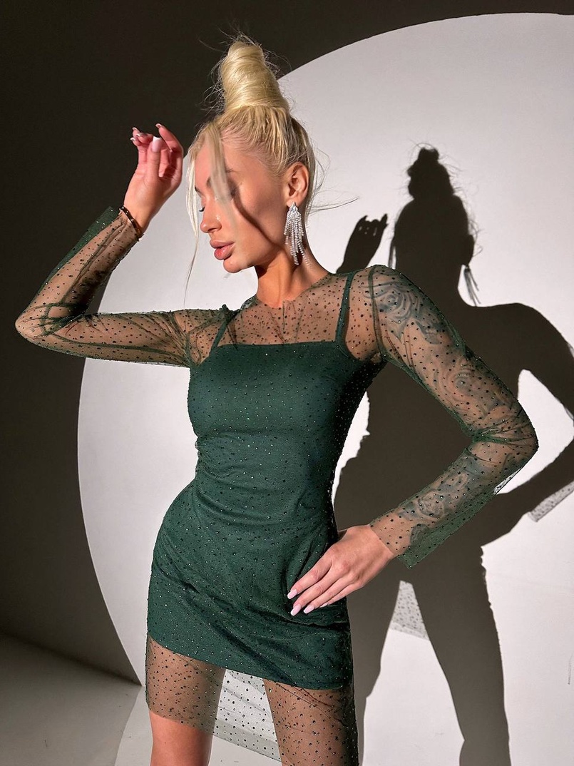 Сукня міні з сяючими стразами Сукня міні з сяючими стразами | PUSHKA SHOP