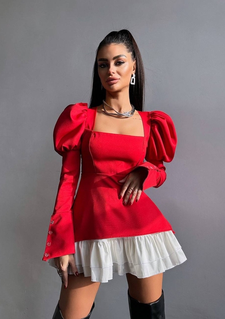 Сукня з об'ємними рукавами + спідниця з воланами | PUSHKA SHOP