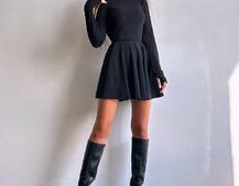 Трикотажна сукня міні із спідницею сонцем     | PUSHKA SHOP