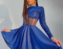 Приталена блискуча сукня з корсетною вставкою та пишною спідницею-сонцем Приталена блискуча сукня з корсетною вставкою та пишною спідницею-сонцем | PUSHKA SHOP