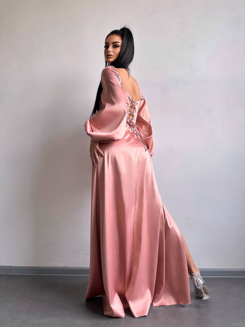 Атласний комплект: корсет + спідниця  максі з драпіруванням | PUSHKA SHOP