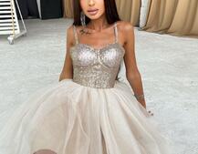 Платье-бюстье с пайетками и пышной фатиновой юбкой   | PUSHKA SHOP